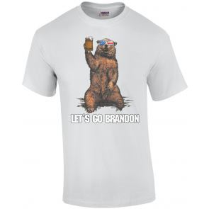 Lets Go Brandon Bear Drinking Beer USA Flag Vintage T-Shirt