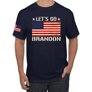 Let's Go Brandon USA Flag Sleeve Print Political T-Shirt
