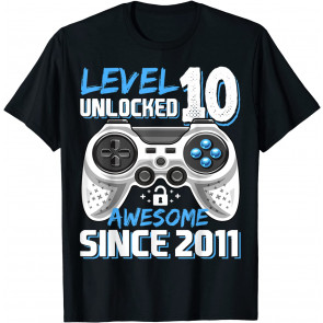 Level 10 Unlocked Awesome 2011 Video Game 10th Birthday T-Shirt