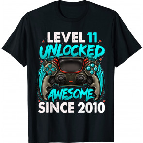 Level 11 Unlocked Awesome Since 2011 11th Birthday Gaming T-Shirt