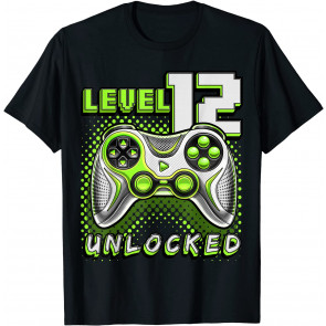 Level 12 Unlocked Video Game 12th Birthday Gamer Boys T-Shirt