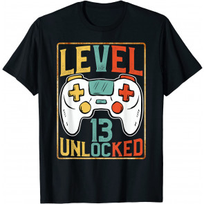 Level 13 Unlocked 13th Birthday Video Games Lover Gamer T-Shirt