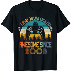 Level 14 Unlocked Awesome 2008 Video Game 14th Birthday Gift T-Shirt