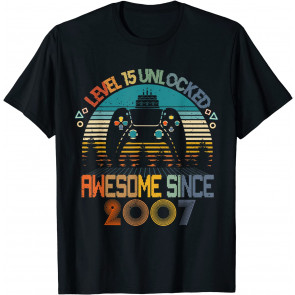 Level 15 Unlocked Awesome 2007 Video Game 15th Birthday Gift T-Shirt