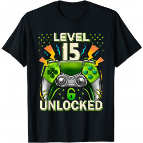 Level 15 Unlocked Video Game 15th Birthday T-Shirt