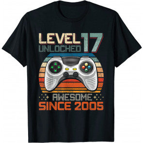 Level 17 Unlocked Awesome 2005 17th Birthday Gift Video Game T-Shirt