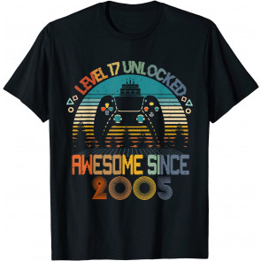 Level 17 Unlocked Awesome 2005 Video Game 17th Birthday Gift T-Shirt