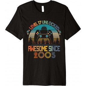 Level 17 Unlocked Awesome 2005 Video Game 17th Birthday Gift T-Shirt