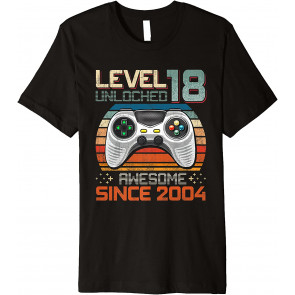 Level 18 Unlocked Awesome 2004 18th Birthday Gift Video Game T-Shirt