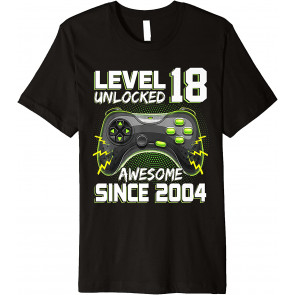Level 18 Unlocked Awesome 2004 Video Game 18th Birthday Gift T-Shirt