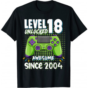 Level 18 Unlocked Awesome 2004 Video Game 18th Birthday T-Shirt