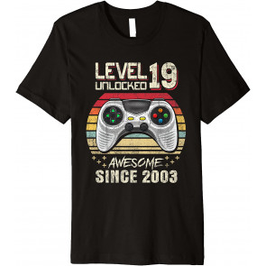 Level 19 Unlocked Awesome 2003 Video Game 19th Birthday Gift T-Shirt