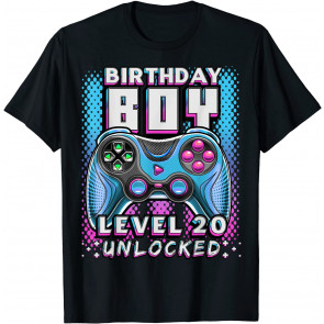 Level 20 Unlocked Video Game 20th Birthday Gamer Boys T-Shirt