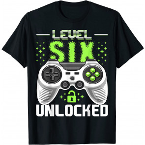 Level 6 Unlocked Video Gamer 6th Birthday  T-Shirt