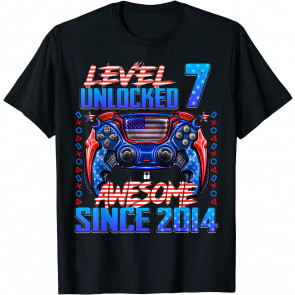 Level 7 Unlocked Awesome Since 2014 7th Birthday Gaming T-Shirt