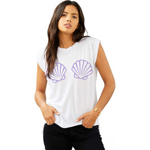 Little Mermaid Shells Flowy Rolled Cuff Muscle T-Shirt