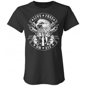Live Free OR DIE - Eagle America USA Patriot - Ladies Cotton T-Shirt