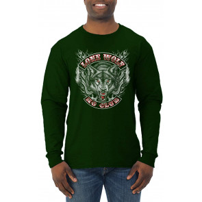 Lone Wolf No Club Cool Motorcycle Biker Fire T-Shirt