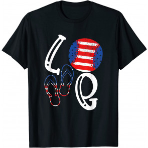 Love Patriotic Baseball Enthusiast American Flag USA Pride T-Shirt