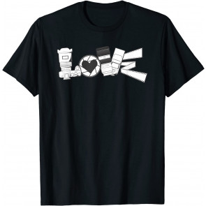 Love Photography Spelled With Mirrorless Dslr Camera Flash T-Shirt