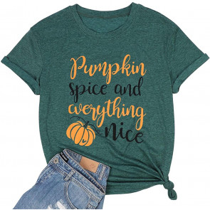 LUKYCILDWomenPumpkinShirtCutePumpkinGraphicLetterPrintT-ShirtShortSleeveRoundNeckHalloweenTeeTops T-Shirt