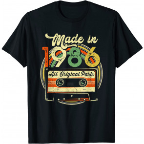 Made In 1986 35th Birthday Gifts Cassette Tape Vintage T-Shirt