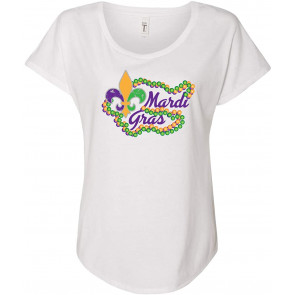 Mardi Gras Beads Ladies Dolman T-Shirt
