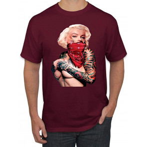 Marilyn Monroe Tattooed Face With Red Bandana T-Shirt