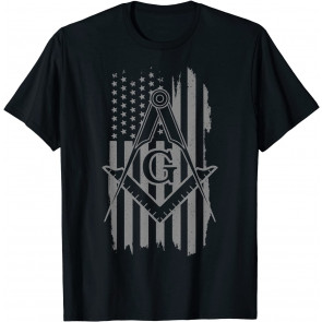 Mason Patriotic US Flag Square & Compass Masonic Shriner T-Shirt