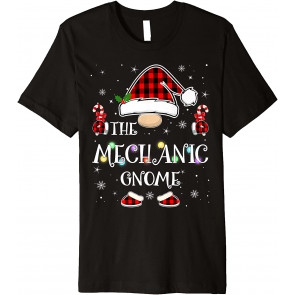 Mechanic Gnome Buffalo Plaid Family Christmas Pajama T-Shirt