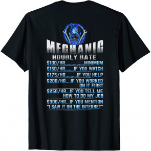 Mechanic Hourly Rate Skull (on Back) T-Shirt