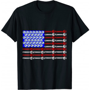 Mechanic Proud American Patriotic USA Flag Of Tools T-Shirt