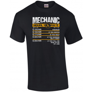 Funny Mechanic Hourly Rate Labor Rates Car Repair T-Shirt