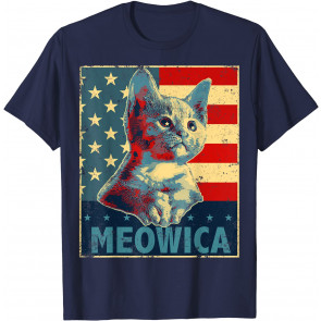 Meowica Cat 4th Of July Patriotic American Flag Gift Women T-Shirt