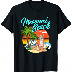 Meowmi Beach Retro Miami Beach Florida Cat Souvenir T-Shirt