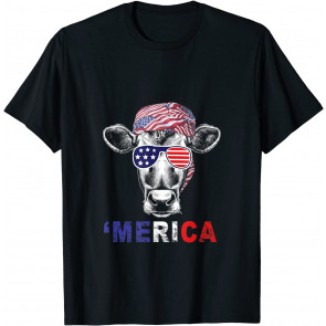 Merica Memorial Day- Patriotic Day Cow T-Shirt
