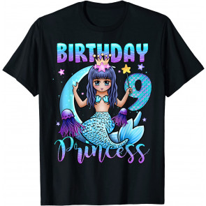 Mermaid Birthday Girl 9 Years Old Mermaid 9th Birthday Girls T-Shirt