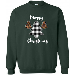 Merry Christmas Buffalo Plaid Leopard Print Trees T-Shirt