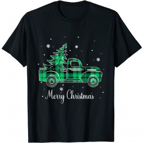 Merry Christmas Buffalo Truck Tree Red Plaid For Men Women T-Shirt