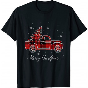 Merry Christmas Buffalo Truck Tree Red Plaid For Men Women T-Shirt
