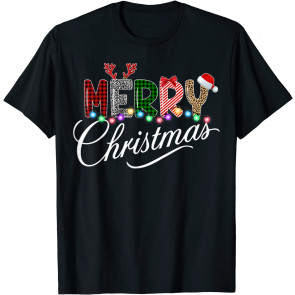 Merry Christmas Leopard Buffalo Red Plaid For Men Women T-Shirt
