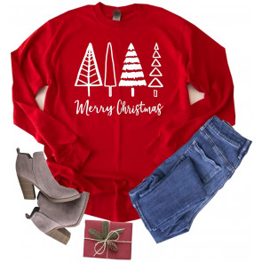 Merry Christmas Merry And Bright Casual Crewneck  T-Shirt