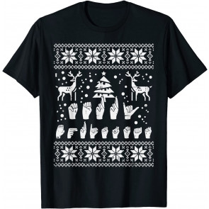 Merry Christmas Sign Language ASL Deaf Ugly Christmas Gift T-Shirt