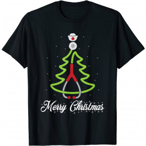 Merry Christmas Tree Stethoscope Nurse Rn Cool X-Mas Gifts T-Shirt