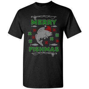 Merry Fishmas Fish Santa Hat Ugly Christmas DT T-Shirt