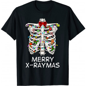 Merry X-Raymas Skeleton Rib Cage Radiology Christmas Gift T-Shirt