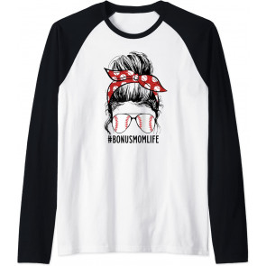 Messy Bun Bonus Mom Life Baseball Bonus Mom Mother's Day T-Shirt