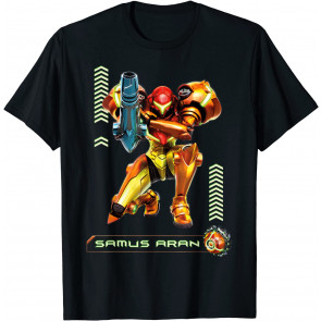 Metriod Samus Aran Kneel Blaster Detailed T-Shirt