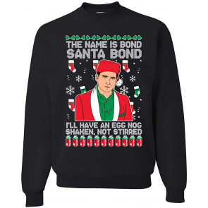 Michael Scott The Name Is Bond Santa Bond Ugly Christmas  T-Shirt