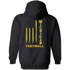 Michigan Team Colors Blue And Maize Football Flag T-Shirt